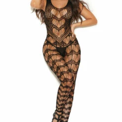 Elegant Moments Heart Crochet Bodystocking Lingerie