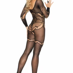 Elegant Moments Long Sleeve Floral Bodystocking Lingerie