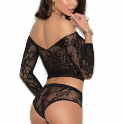 Elegant Moments Lingerie Off The Shoulder Lace Cami Set