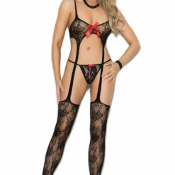 Elegant Moments Lingerie Black Lace Suspender Bodystocking 5 Elegant Moments Lingerie Black Lace Suspender Bodystocking
