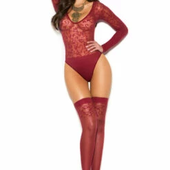 Elegant Moments Teddy Lingerie Burgundy Swirl Teddy And Stockings 5 Elegant Moments Teddy Lingerie Burgundy Swirl Teddy And Stockings