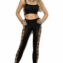 Elegant Moments Clothing Opaque Slashed Cami And Leggings
