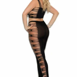 Elegant Moments Plus Size Opaque Slashed Cami And Leggings