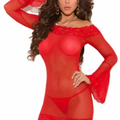 Elegant Moments Sheer Off The Shoulder Lingerie Dress