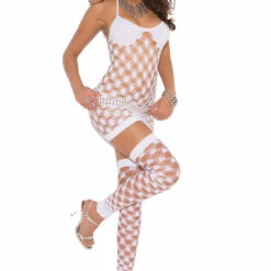 Elegant Moments Diamond Net Chemise And Stockings