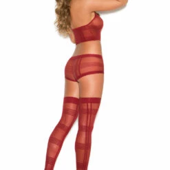 Elegant Moments Burgundy Striped Cami Set Lingerie