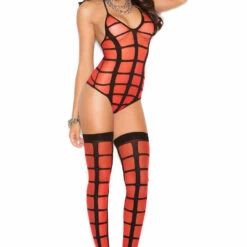 Elegant Moments Black And Red Sheer Teddy Set