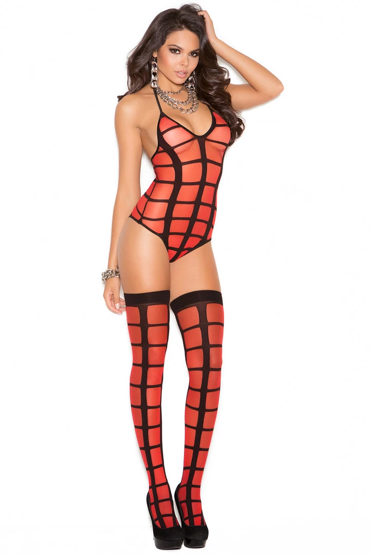 Elegant Moments Black And Red Sheer Teddy Set 2 Elegant Moments Black And Red Sheer Teddy Set