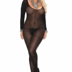 Elegant Moments Plus Size Long Sleeve Opaque Bodystocking 5 Elegant Moments Plus Size Long Sleeve Opaque Bodystocking