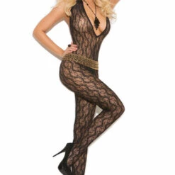 Elegant Moments Ribbon Lace Bodystocking Lingerie