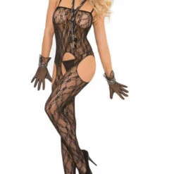 Elegant Moments Lingerie Lace Suspender Bodystocking