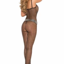 Elegant Moments Lingerie Black Crochet Bodystocking - EM1614