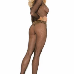 Elegant Moments Lingerie Fishnet Bodystocking With Long Sleeves