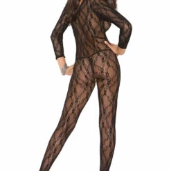 Elegant Moments Lingerie Long Sleeve Ribbon Lace Bodystocking