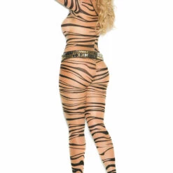 Elegant Moments Plus Size Zebra Mesh Bodystocking
