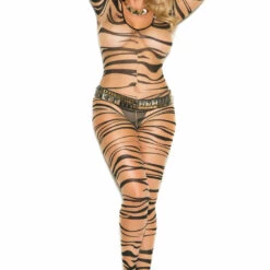 Elegant Moments Plus Size Zebra Mesh Bodystocking