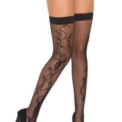 Elegant Moments Fishnet Scroll Stockings
