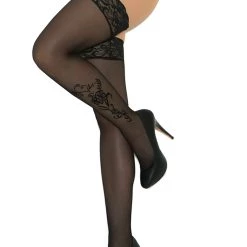 Elegant Moments Hosiery Sheer Stockings With Flowers