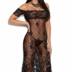 Elegant Moments Lace Off The Shoulder Lingerie Gown