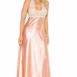 Elegant Moments Plus Size Rose Satin Lingerie Gown