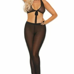 Elegant Moments Plus Size Black Mesh Pants