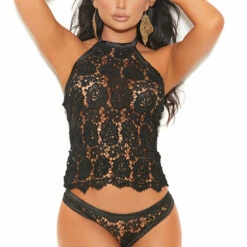 Elegant Moments Crochet Lace Cami Set