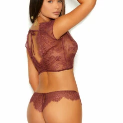 Elegant Moments Lingerie Cinnamon Spice Lace Cami Set