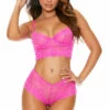 Elegant Moments Lingerie Neon Pink Bralette Set