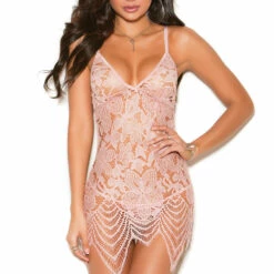 Elegant Moments Lingerie Embroidered Lace Chemise