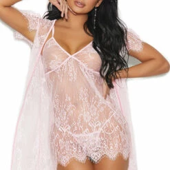 Elegant Moments Eyelash Lace Peignoir Set