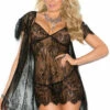 Elegant Moments Plus Size Eyelash Lace Peignoir Set
