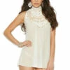 Elegant Moments Mesh Mock Neck Chemise Lingerie