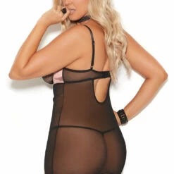 Elegant Moments Plus Size Satin And Lace Underwire Chemise