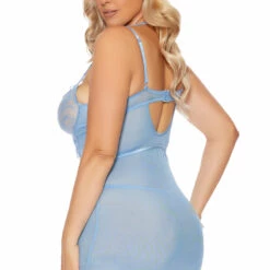 Elegant Moments Plus Size Lingerie Plus Size Baby Blue Keyhole Chemise