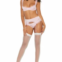 Elegant Moments Lingerie Eyelash Lace Demi Bra Set