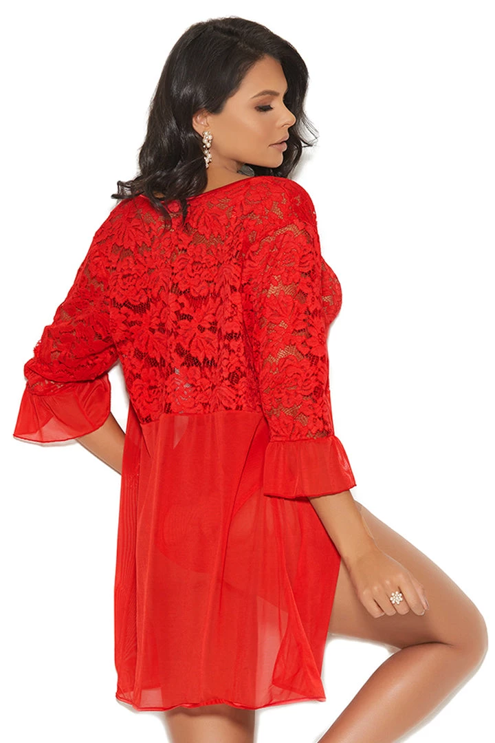 Elegant Moments Red Mesh Teddy And Bedroom Jacket Lingerie 3 Elegant Moments Red Mesh Teddy And Bedroom Jacket Lingerie