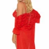 Elegant Moments Plus Size Red Mesh Teddy And Bedroom Jacket