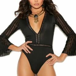 Elegant Moments Deep V Lycra Teddy Lingerie