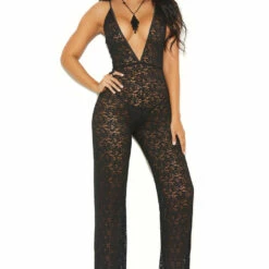 Elegant Moments Clothing Black Lace Jumpsuit