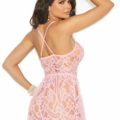 Elegant Moments Lingerie Cotton Candy Eyelash Lace Romper