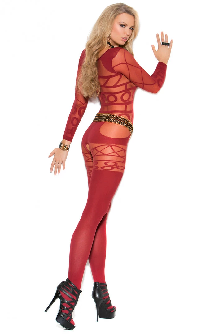 Elegant Moments Burgundy Circle Mesh Bodystocking Lingerie 2 Elegant Moments Burgundy Circle Mesh Bodystocking Lingerie