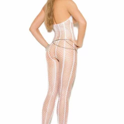 Elegant Moments White Net Cupless Bodystocking