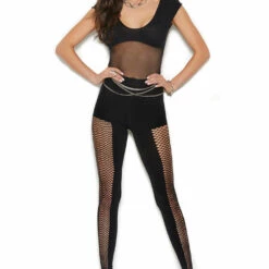 Elegant Moments Opaque And Fishnet Bodystocking