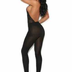 Elegant Moments Lace And Opaque Halter Bodystocking