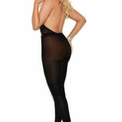 Elegant Moments Lace And Opaque Halter Bodystocking