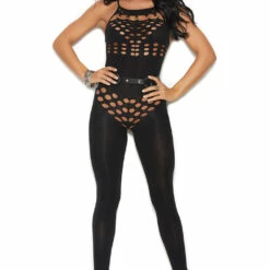 Elegant Moments Lingerie Opaque Pothole Bodystocking