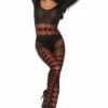 Elegant Moments Lingerie Red And Black Patterned Bodystocking
