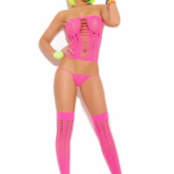 Elegant Moments Neon Pink Pothole Cami Set Lingerie