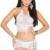 Elegant Moments White Boho Crochet Cami Set Lingerie