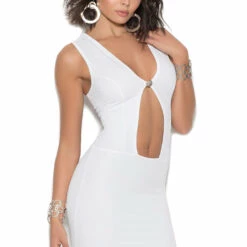 Elegant Moments White Cut Out Dress Clothing
